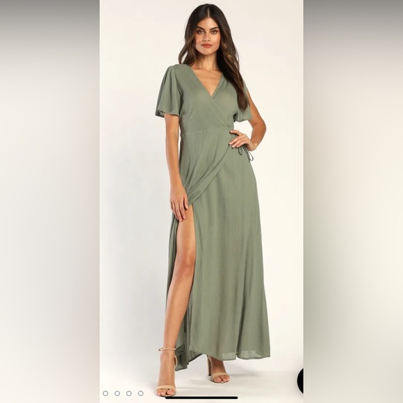 lulus olive green wrap dress Lulus | Dresses | Lulus Washed Olive Green Wrap Maxi Dress
